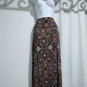 Max Edition Skirt Dress Brown Rusty Pink Paisley Floral Pattern Size M Stretch 3